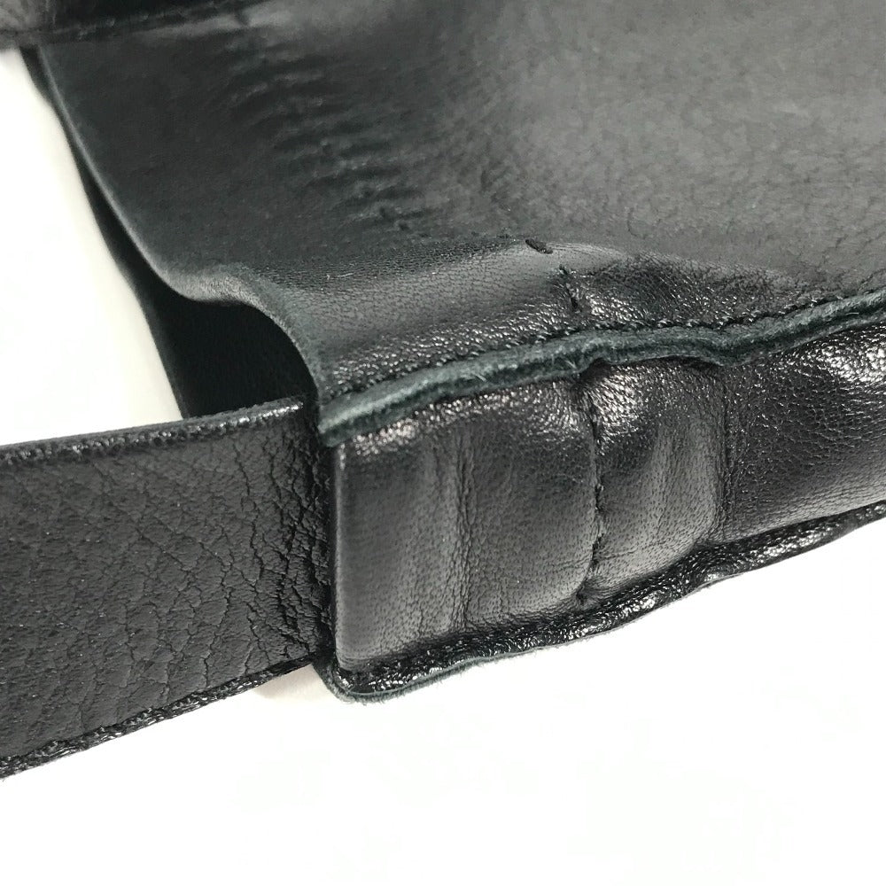 HERMES Toudou Pochette Shoulder Bag, Leather, Women's, Black