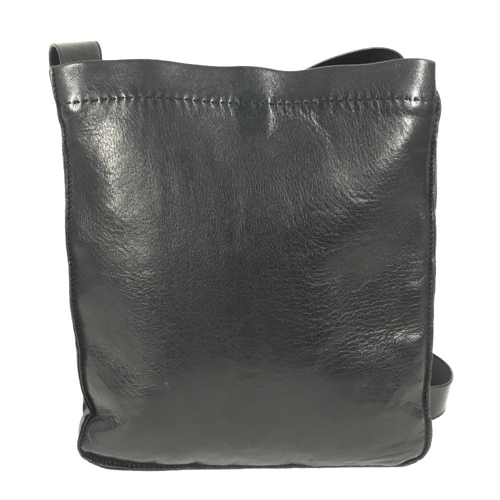 HERMES Toudou Pochette Shoulder Bag, Leather, Women's, Black