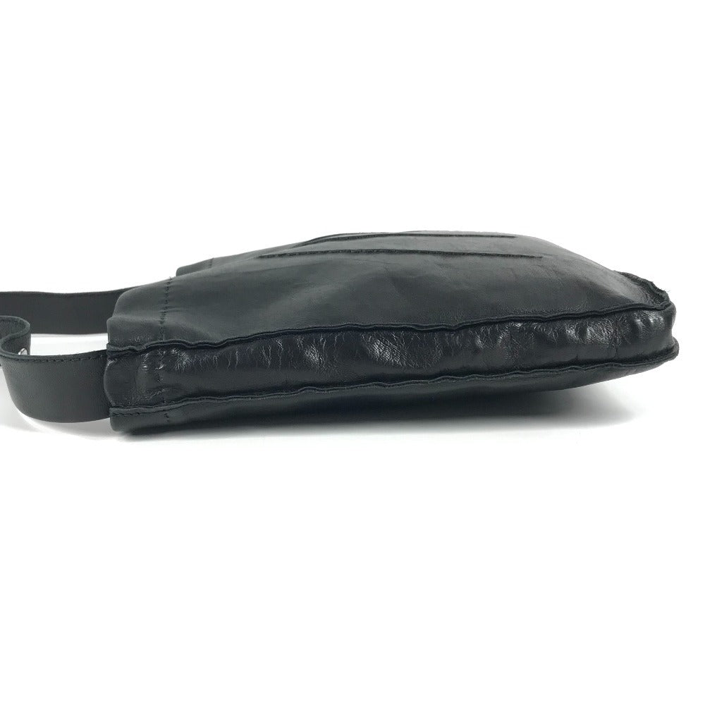 HERMES Toudou Pochette Shoulder Bag, Leather, Women's, Black