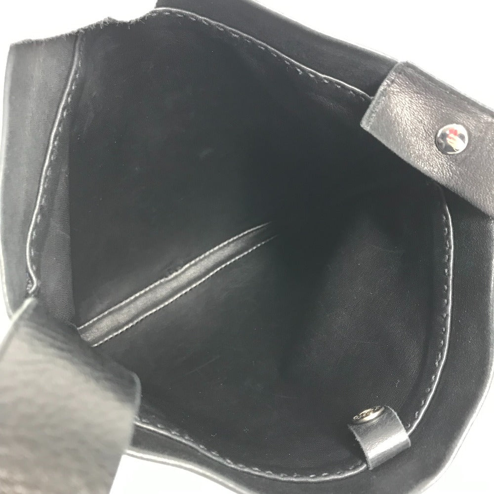 HERMES Toudou Pochette Shoulder Bag, Leather, Women's, Black