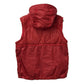 MONCLER Hever Gilet Hever Vest, a sleeveless down vest with a hood, available in red.