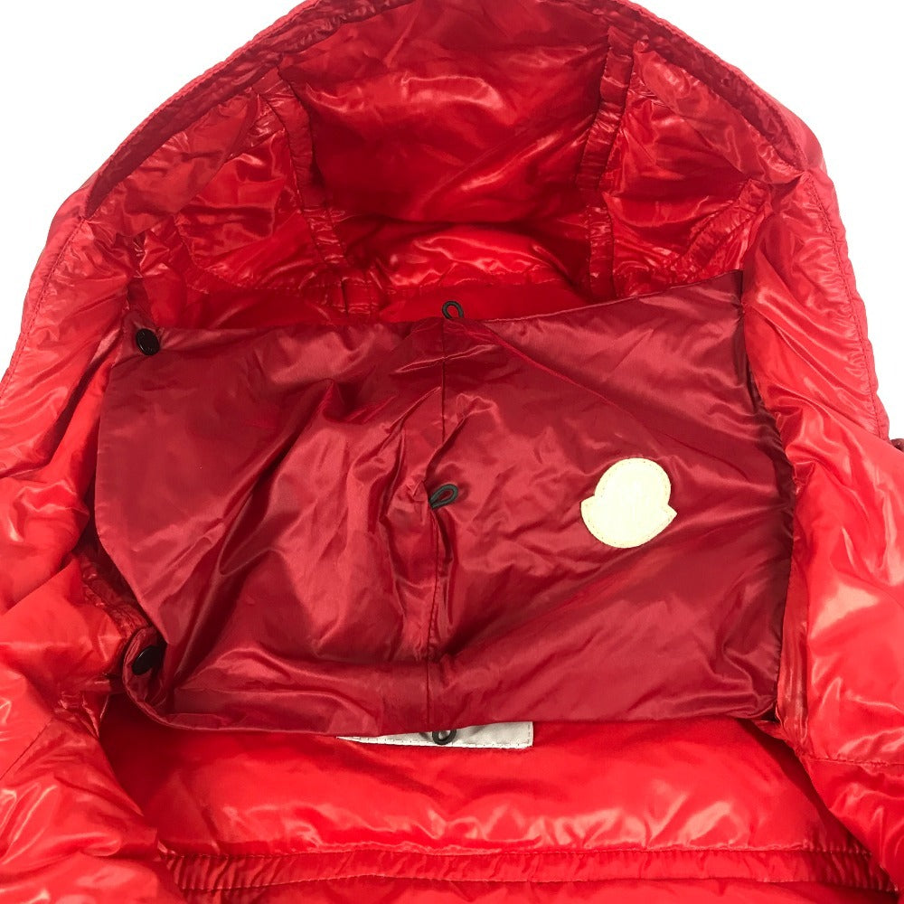 MONCLER Hever Gilet Hever Vest, a sleeveless down vest with a hood, available in red.