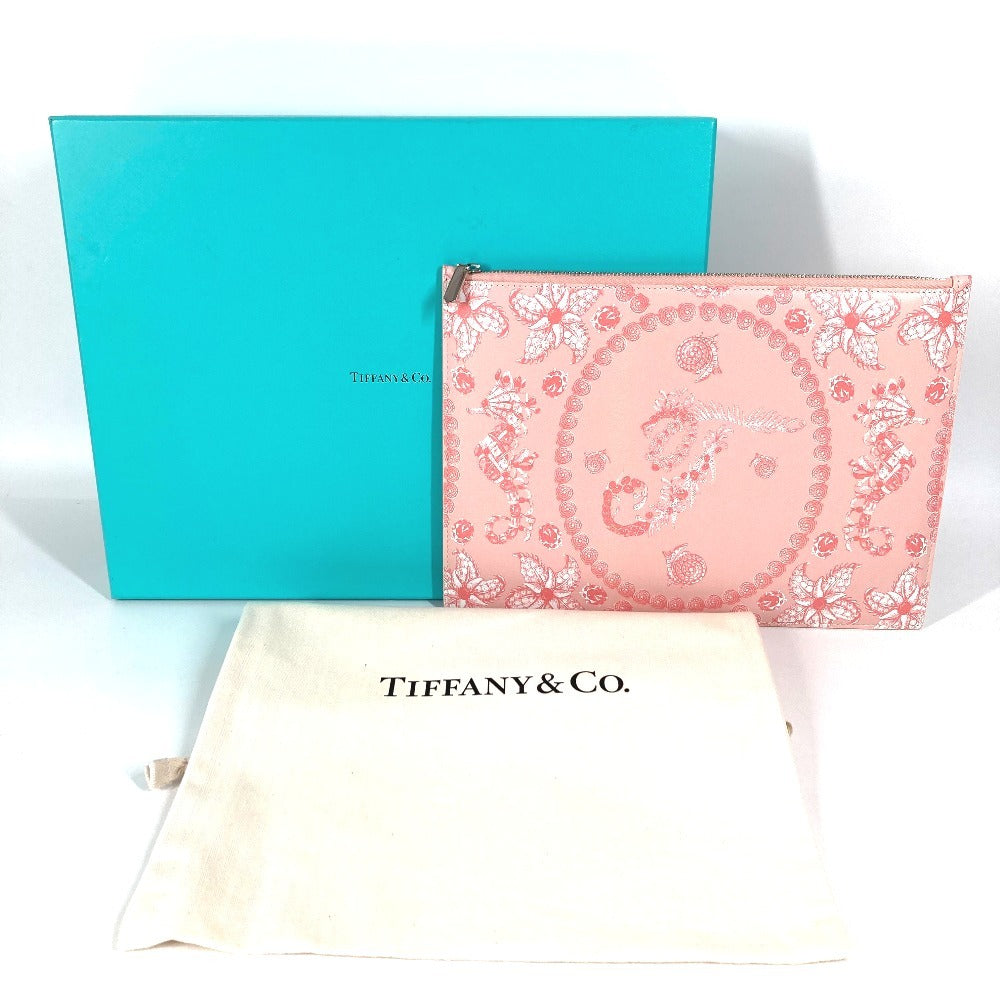 TIFFANY&Co. ロゴ カバン ポーチ クラッチバッグ レザー レディース ピンク