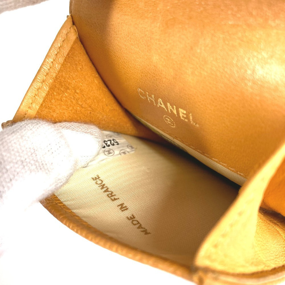 CHANEL Vintage CC Coco Mark Logo Eyeglass Case/Sunglasses Case Eyeglasses Eyewear Pouch Caviar Leather Women's Yellow
