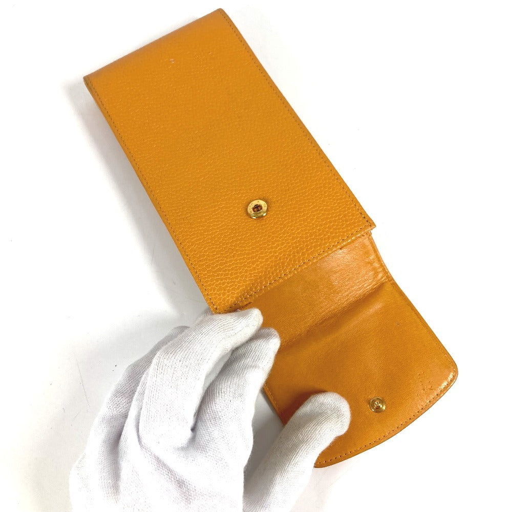 CHANEL Vintage CC Coco Mark Logo Eyeglass Case/Sunglasses Case Eyeglasses Eyewear Pouch Caviar Leather Women's Yellow