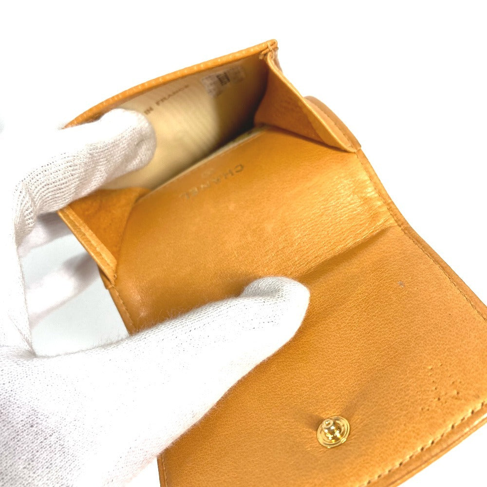 CHANEL Vintage CC Coco Mark Logo Eyeglass Case/Sunglasses Case Eyeglasses Eyewear Pouch Caviar Leather Women's Yellow
