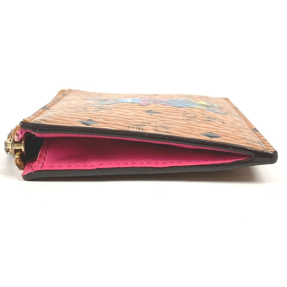 MCM Visetos Logo Wallet with Coin Purse and Key Ring, Unisex, Brown Leather