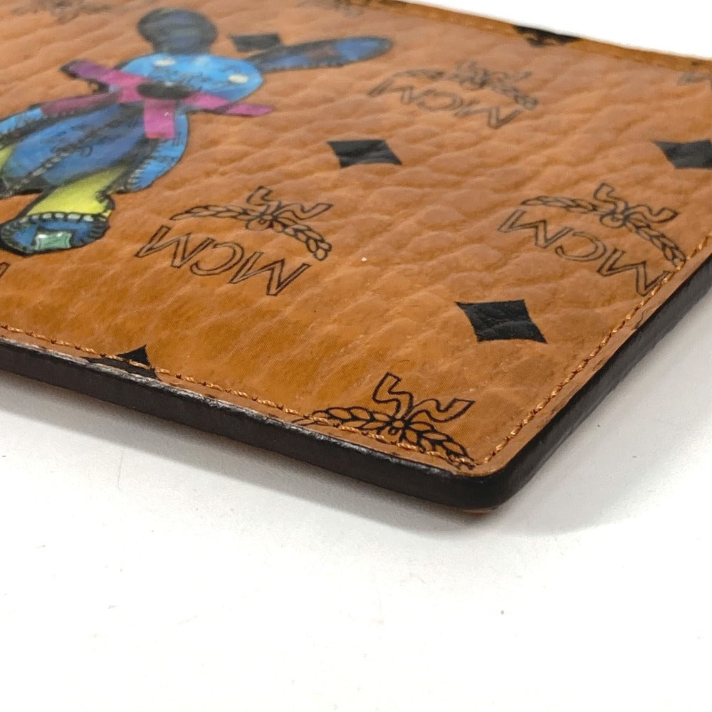 MCM Visetos Logo Wallet with Coin Purse and Key Ring, Unisex, Brown Leather