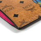 MCM Visetos Logo Wallet with Coin Purse and Key Ring, Unisex, Brown Leather