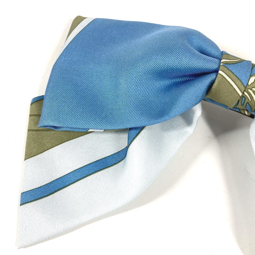 HERMES Exlibris Barrette "Grenelle" Exlibris Hair Accessory Ribbon Barrette Silk Women's Blue