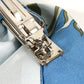 HERMES Exlibris Barrette "Grenelle" Exlibris Hair Accessory Ribbon Barrette Silk Women's Blue