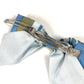 HERMES Exlibris Barrette "Grenelle" Exlibris Hair Accessory Ribbon Barrette Silk Women's Blue