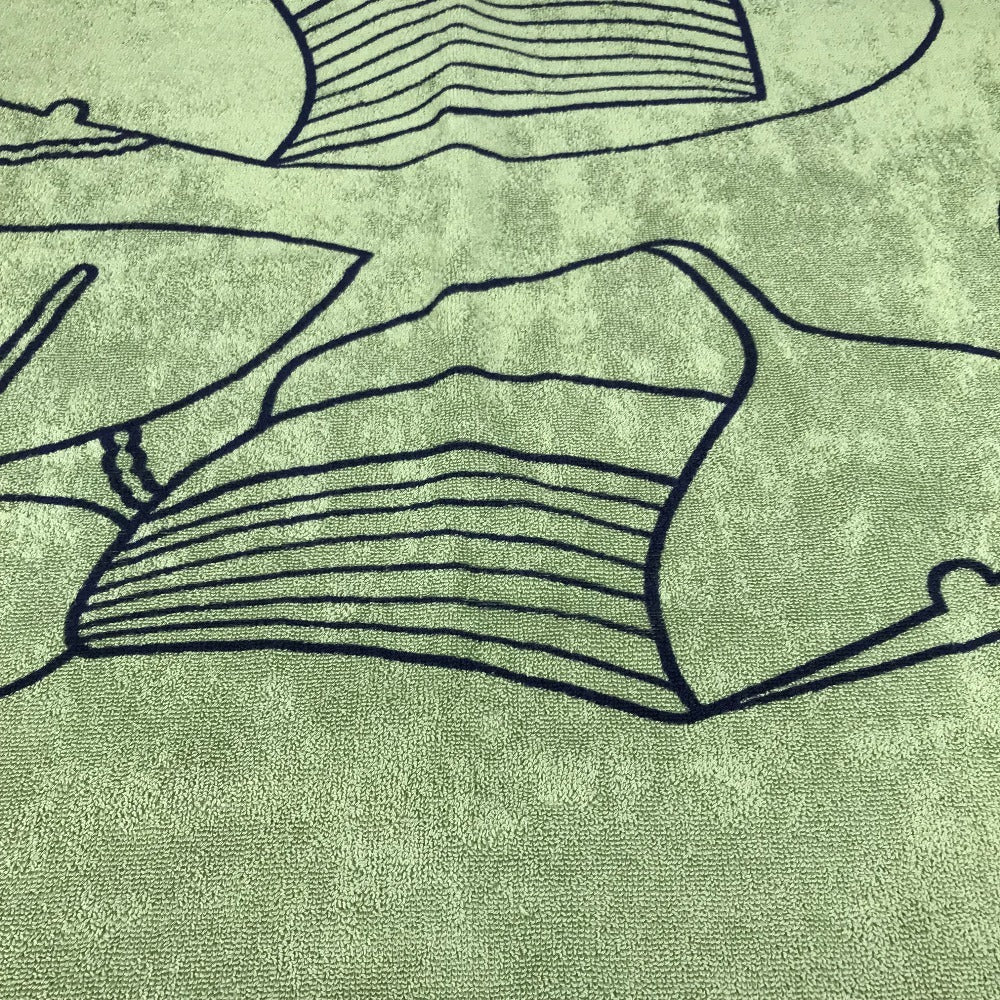 HERMES DRAP DE PLAGE YACHTING THALASSA Yachting Plage Thalassa Bath Towel, Interior Throw, Blanket, Fringe Towel, Cotton, Unisex, Green