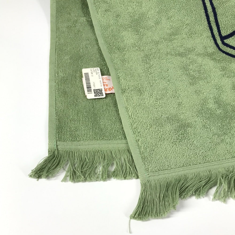 HERMES DRAP DE PLAGE YACHTING THALASSA ヨッティング プラージュ テレサ バスタオル インテリア ひざかけ ブランケット フリンジ タオル コットン ユニセックス グリーン