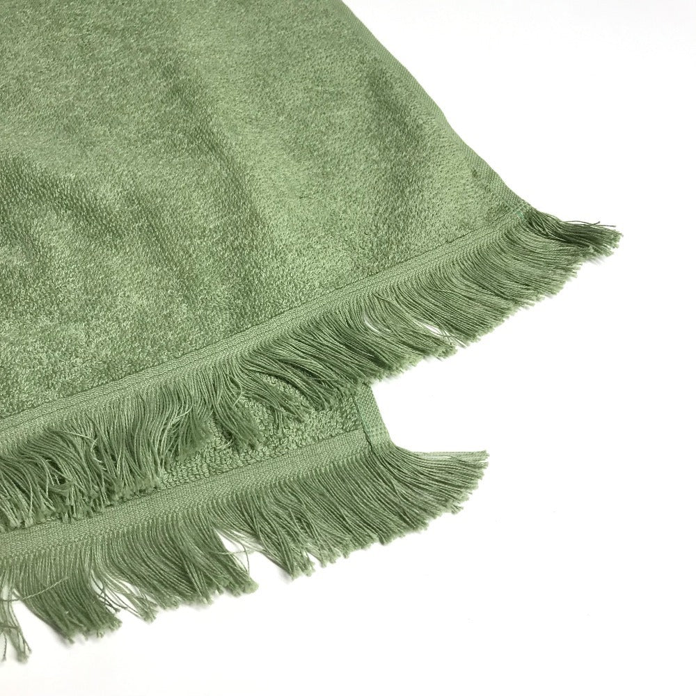 HERMES DRAP DE PLAGE YACHTING THALASSA ヨッティング プラージュ テレサ バスタオル インテリア ひざかけ ブランケット フリンジ タオル コットン ユニセックス グリーン