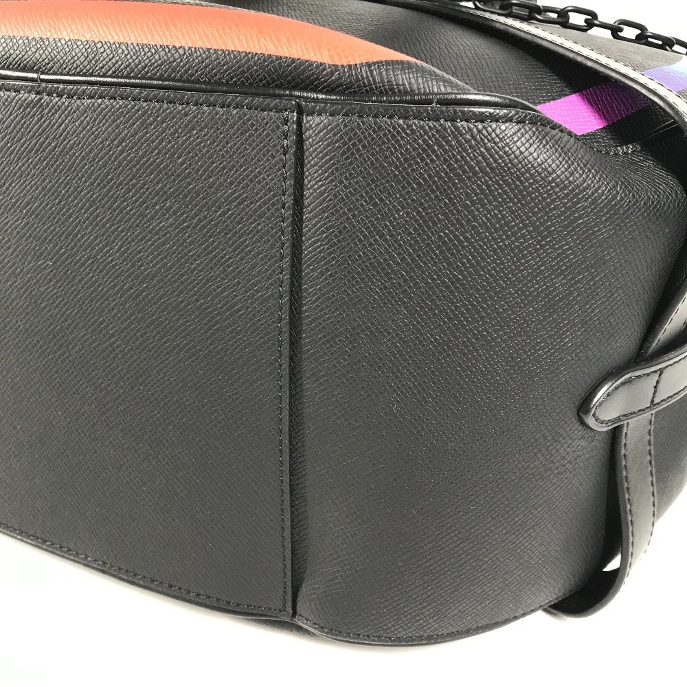 LOUIS VUITTON M30335 Taiga Rainbow Soft Hat Trunk Bag, Crossbody Pochette Shoulder Bag, Taiga Leather, Women's, Ardoise, Black