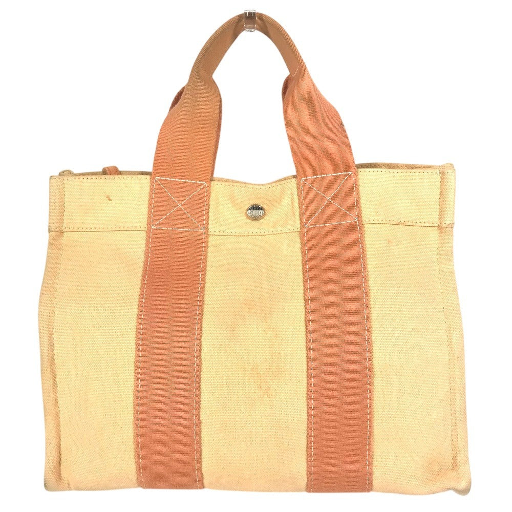 HERMES Coquillage PM Tote Bag with Pouch, Cotton, Unisex, Orange