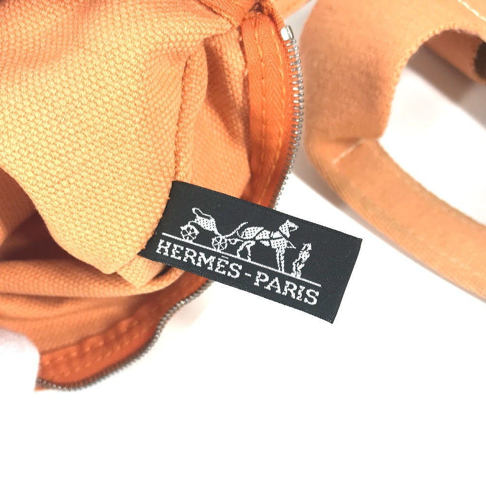 HERMES Coquillage PM Tote Bag with Pouch, Cotton, Unisex, Orange