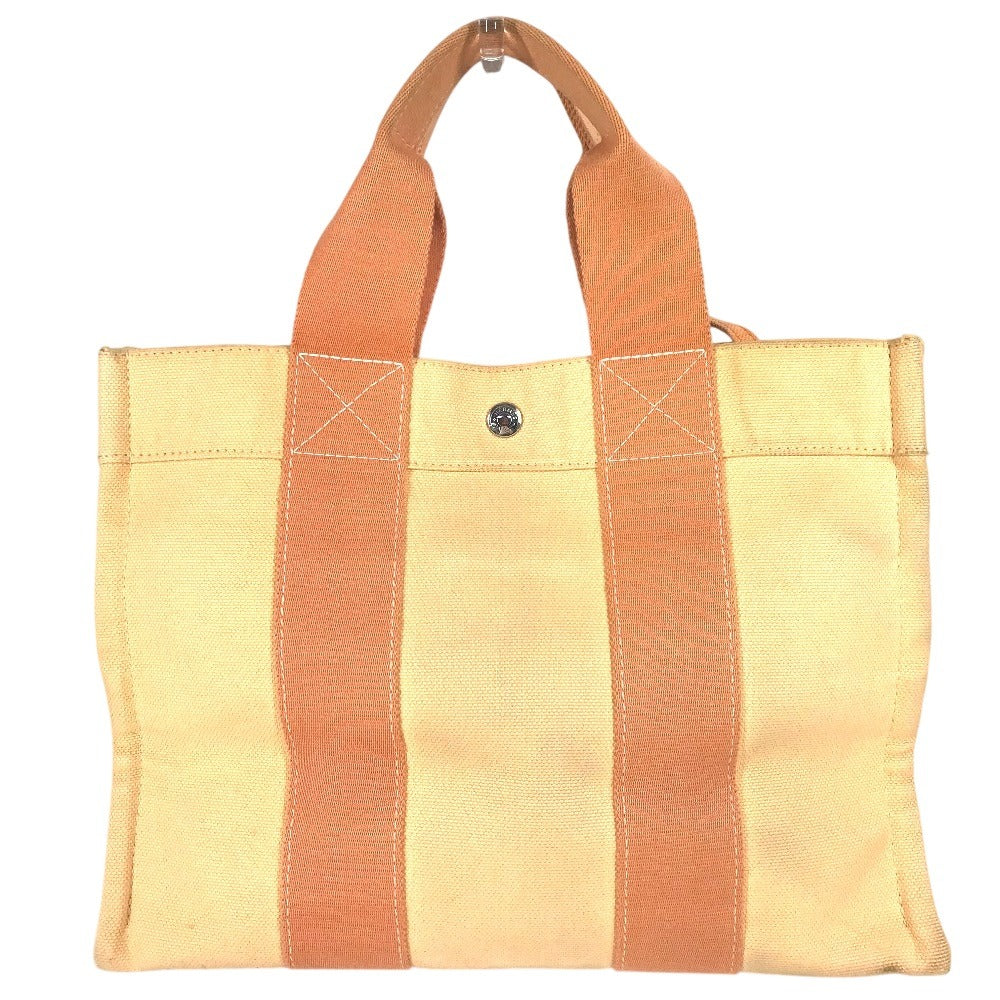 HERMES Coquillage PM Tote Bag with Pouch, Cotton, Unisex, Orange