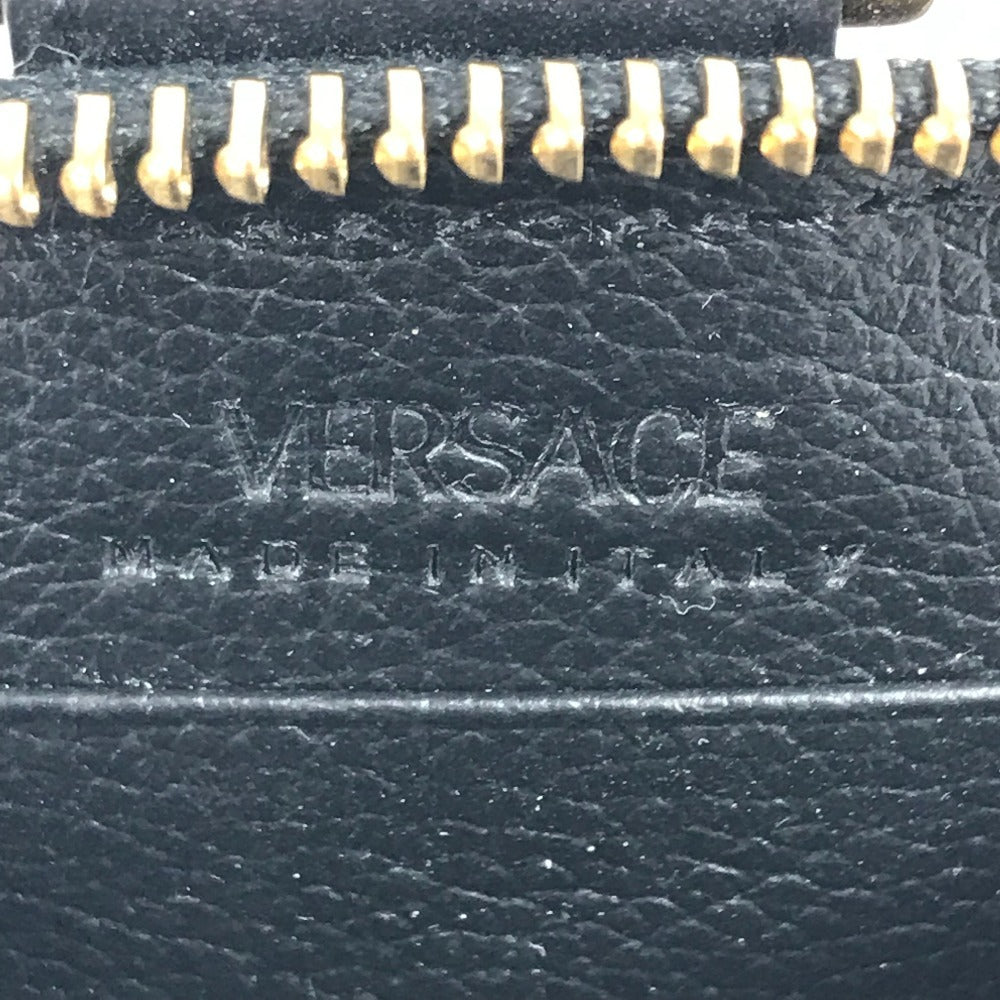 VERSACE smartphone case, coin purse, wallet, pouch, Greca logo pouch, shoulder bag, iPhone case, unisex leather smartphone case in black