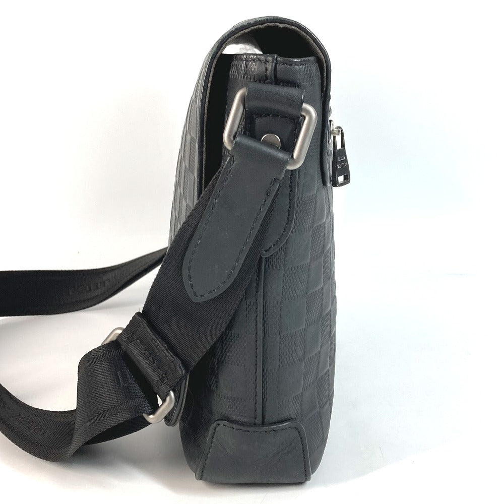 LOUIS VUITTON N41286 ダミエアンフィニ ディストリクト PM ディストリクトPM カバン メッセンジャーバッグ フラップ 斜め掛け ショルダーバッグ ダミエアンフィニレザー ユニセックス オニキス ブラック