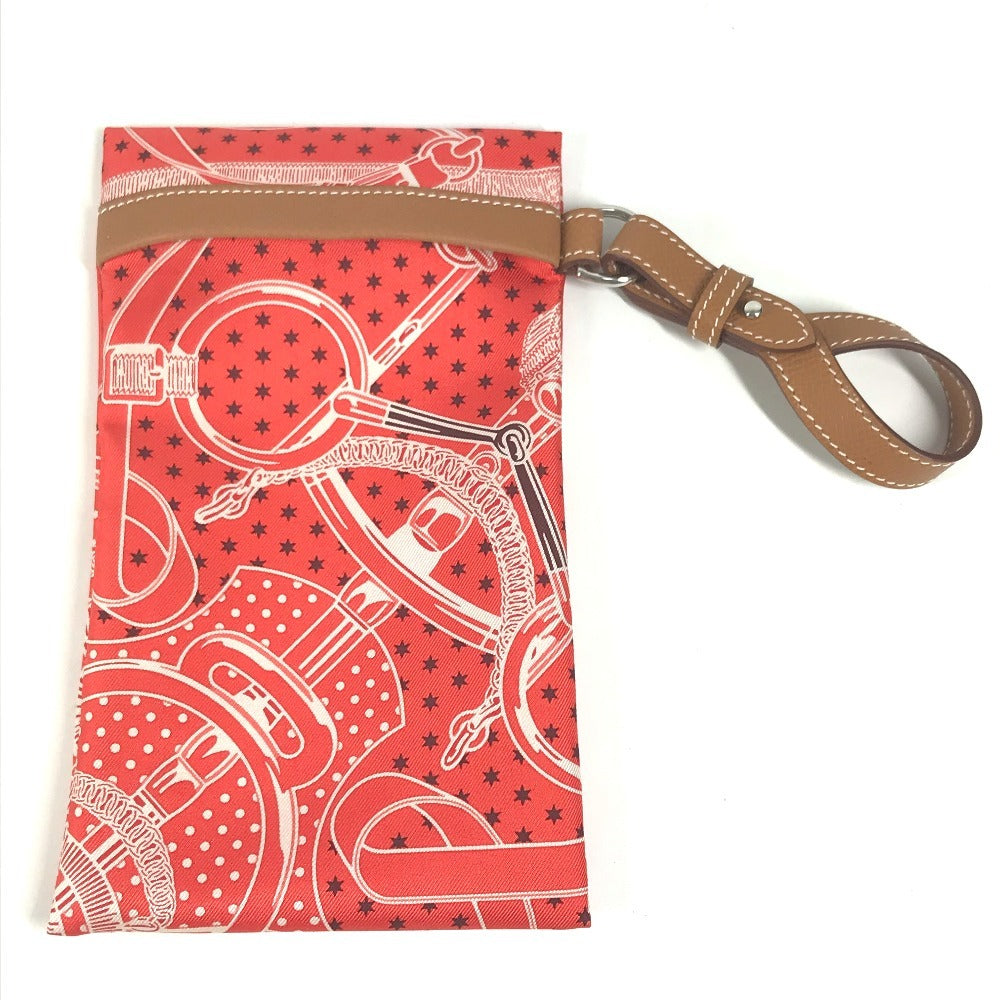HERMES EPERON D'OR Case "Avexoir" Pocket GM Pouch for Eyeglasses and Sunglasses, Silk, Unisex, Red