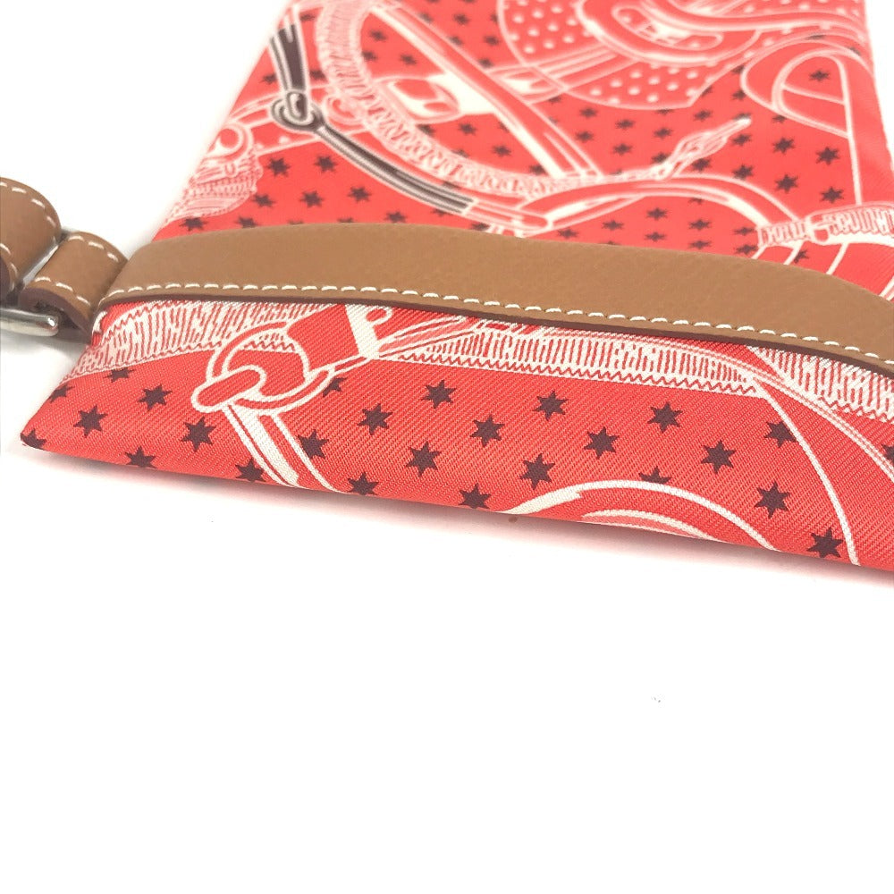 HERMES EPERON D'OR Case "Avexoir" Pocket GM Pouch for Eyeglasses and Sunglasses, Silk, Unisex, Red