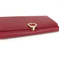 BVLGARI BVLGARI Logo Clip Bifold Flap Long Wallet Leather Unisex Red
