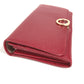 BVLGARI BVLGARI Logo Clip Bifold Flap Long Wallet Leather Unisex Red