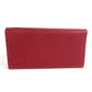 BVLGARI BVLGARI Logo Clip Bifold Flap Long Wallet Leather Unisex Red