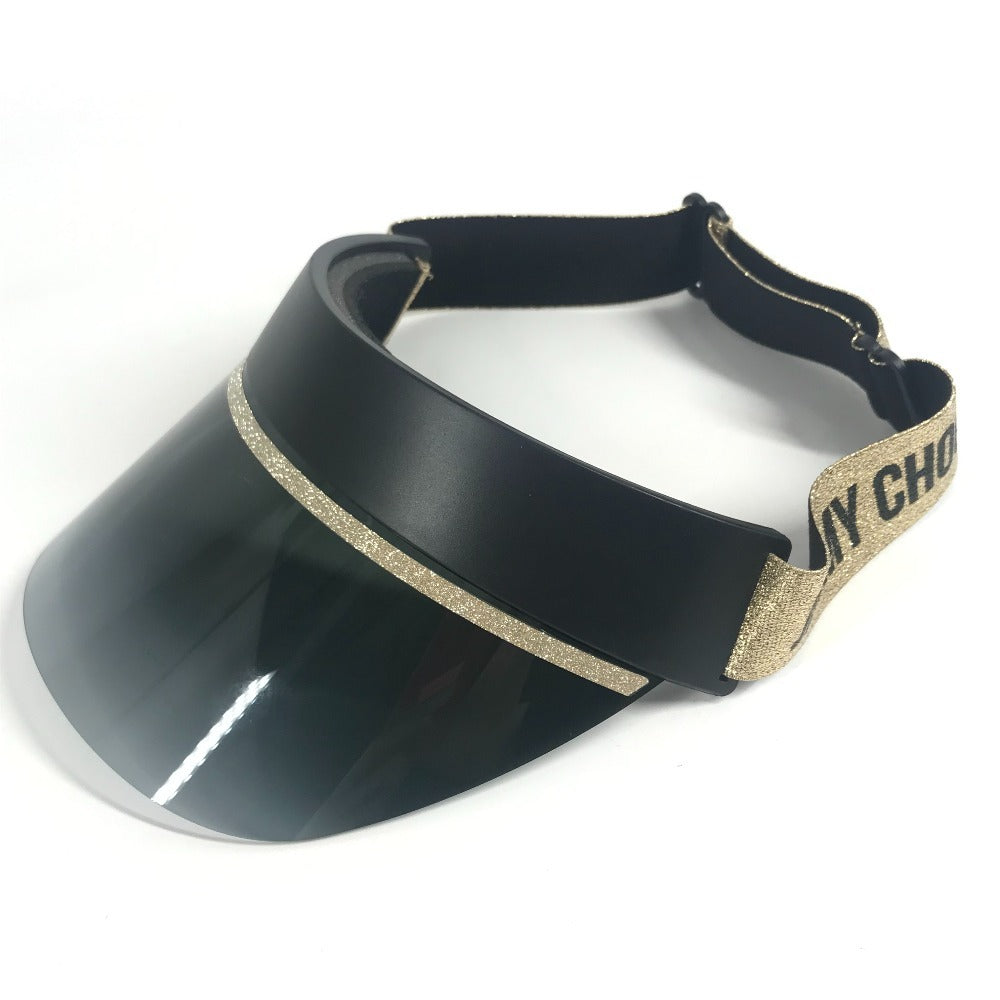 JIMMY CHOO Logo Glitter Hat/Sun Visor, Plastic, Women's, Gold