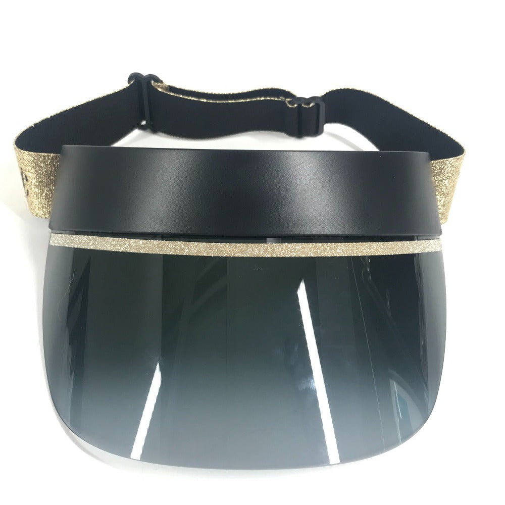 JIMMY CHOO Logo Glitter Hat/Sun Visor, Plastic, Women's, Gold