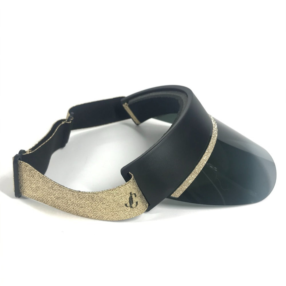 JIMMY CHOO Logo Glitter Hat/Sun Visor, Plastic, Women's, Gold