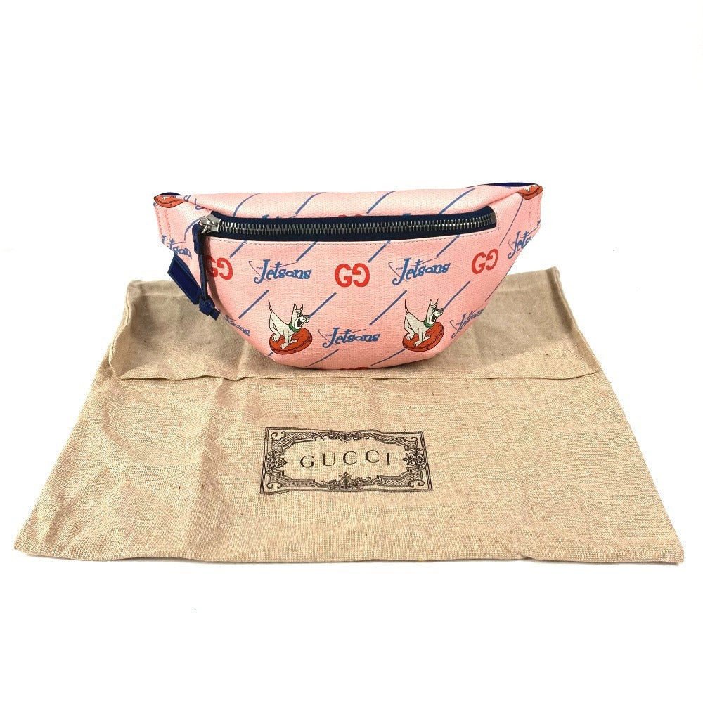 GUCCI 502095 The Jetsons Logo Cross Shoulder Bag/Belt Bag/Body Bag Leather Kids Pink
