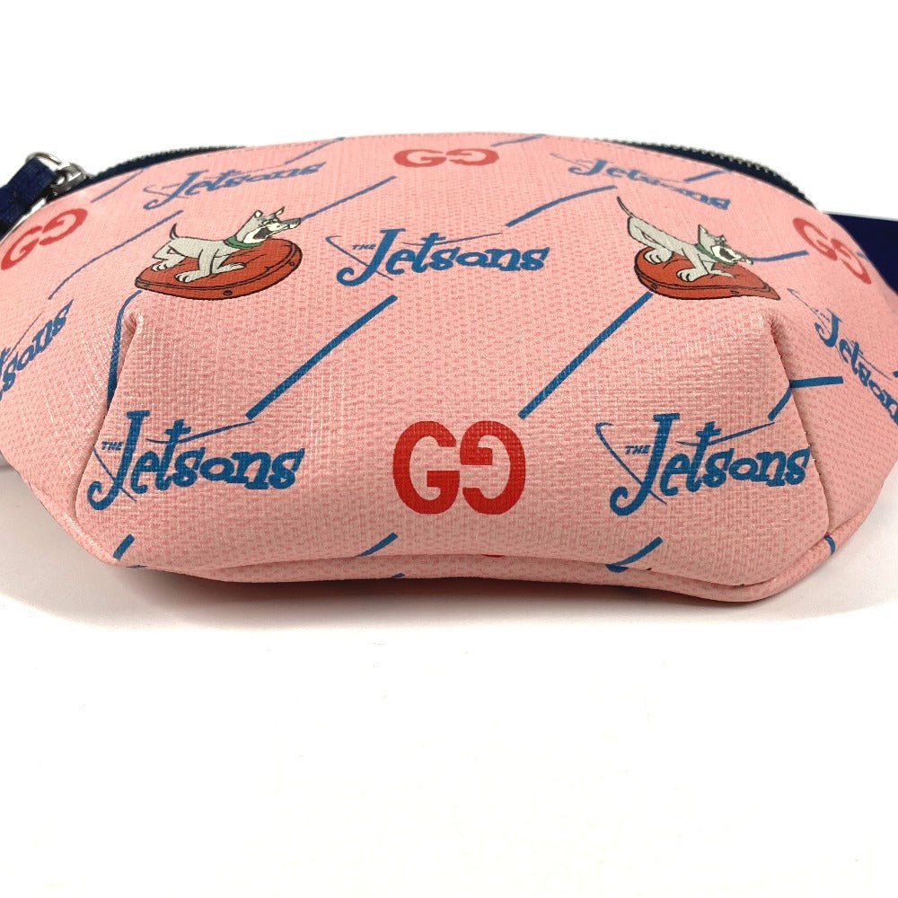 GUCCI 502095 The Jetsons Logo Cross Shoulder Bag/Belt Bag/Body Bag Leather Kids Pink