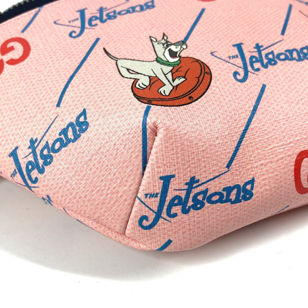 GUCCI 502095 The Jetsons Logo Cross Shoulder Bag/Belt Bag/Body Bag Leather Kids Pink