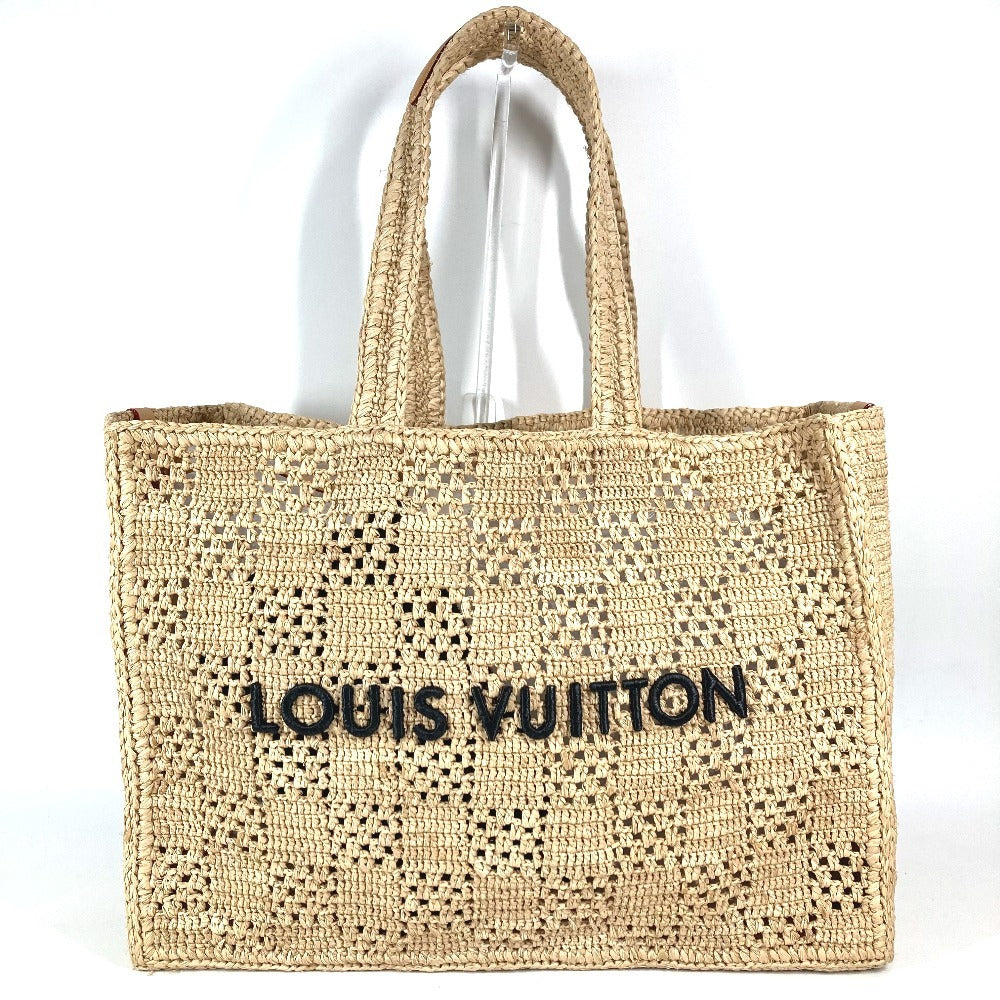 LOUIS VUITTON M25008 ダミエラフィア ポーチ付き サマーショッパー･トート MM ハンドバッグ カバン 肩掛け トートバッグ ショルダーバッグ ラフィア ユニセックス ナチュラル ベージュ ベージュ