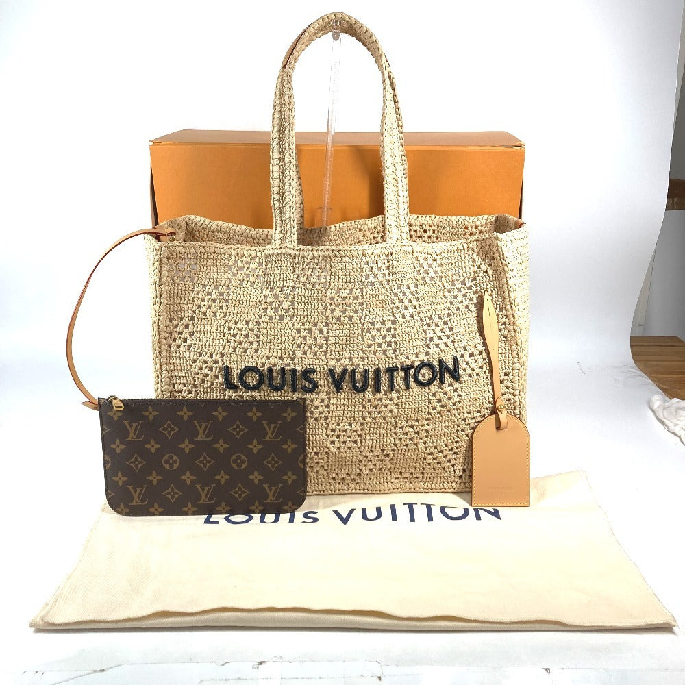 LOUIS VUITTON M25008 ダミエラフィア ポーチ付き サマーショッパー･トート MM ハンドバッグ カバン 肩掛け トートバッグ ショルダーバッグ ラフィア ユニセックス ナチュラル ベージュ ベージュ