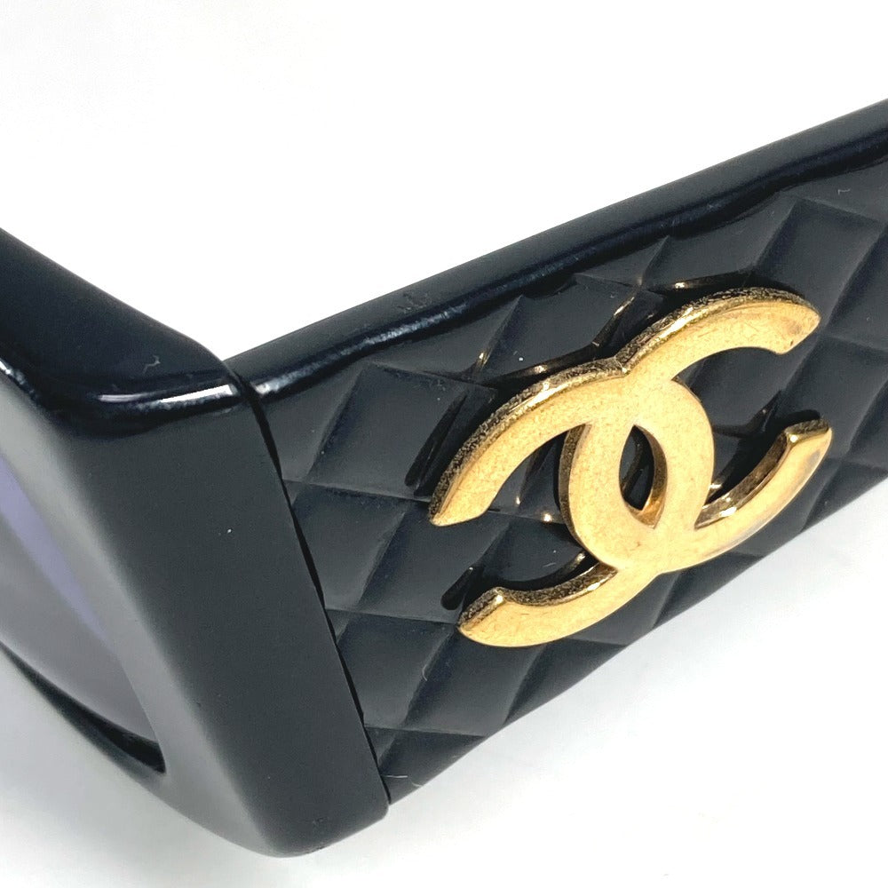 CHANEL ヴィンテージ CC ココマーク ロゴ マトラッセ キルティング めがね メガネ アイウェア 眼鏡 サングラス プラスチック ユニセックス ブラック