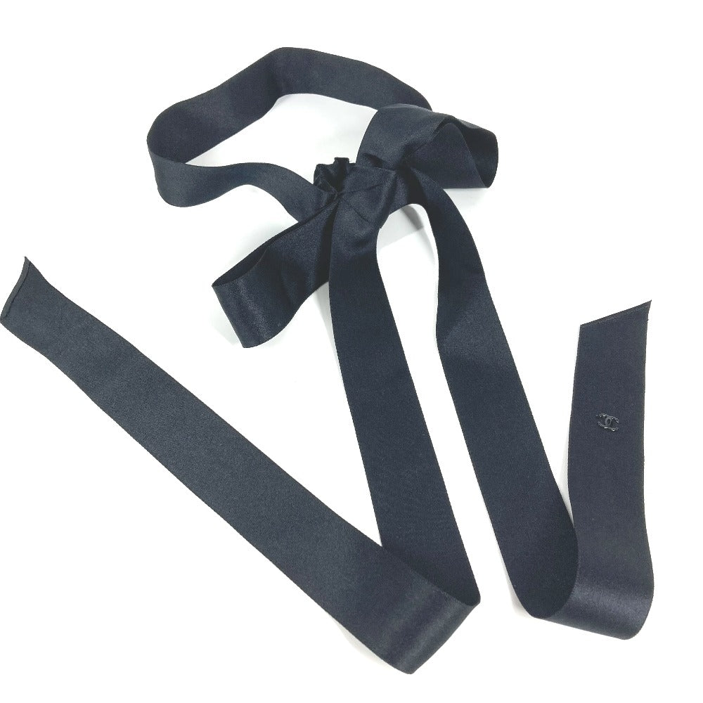 CHANEL Ribbon 18C CC Logo Coco Mark Headband Silk Hair Accessory Women's Black