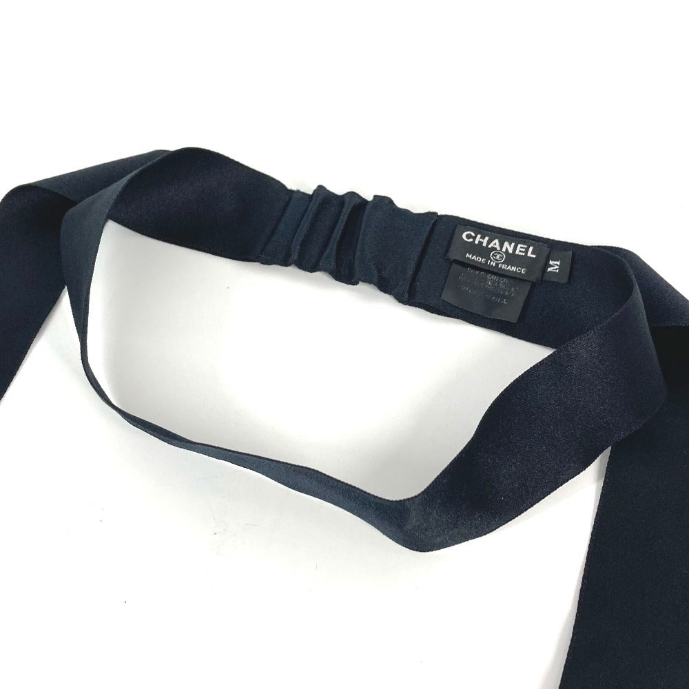 CHANEL Ribbon 18C CC Logo Coco Mark Headband Silk Hair Accessory Women's Black