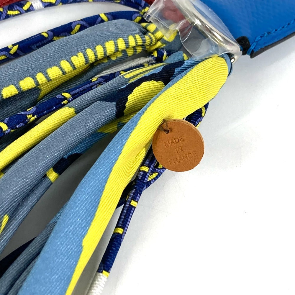 HERMES プティアッシュ petit h フィッシュルー キーホルダー キーリング バッグチャーム チャーム シルク ユニセックス ブルー