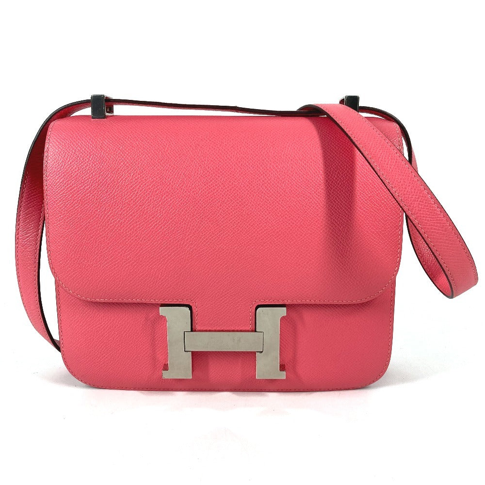HERMES H Logo Constance 24 Flap Bag, Crossbody Pochette, Shoulder Bag, Epson, Women's, Rose Azalee, Pink