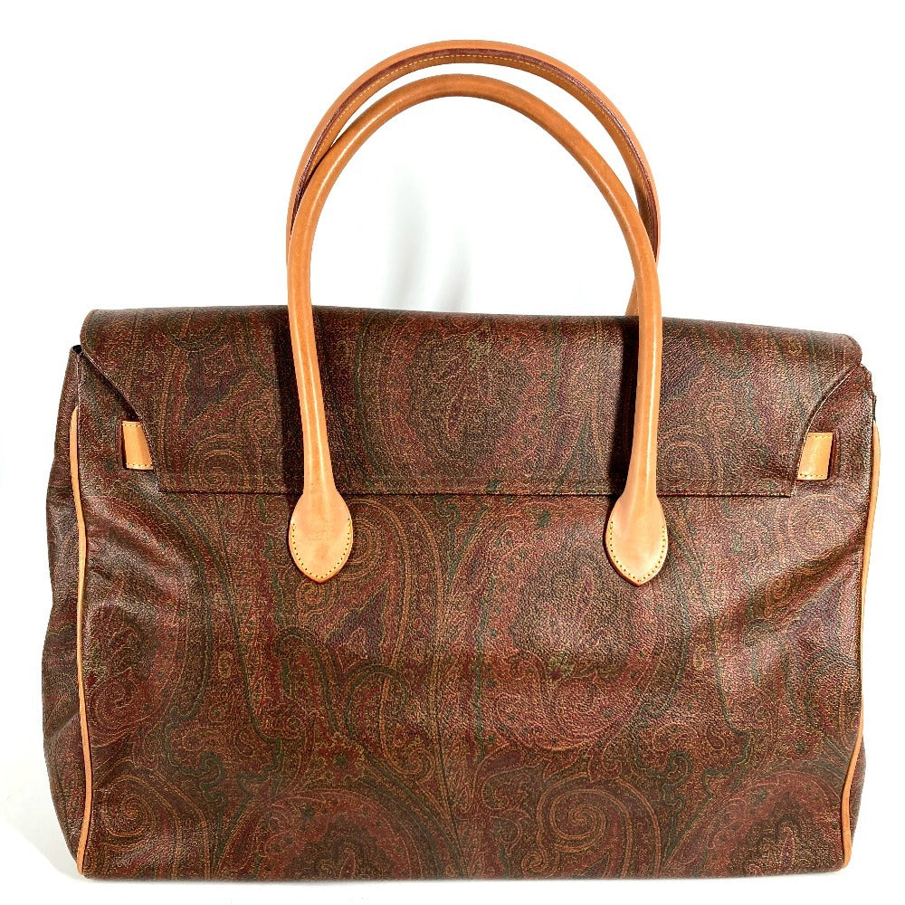ETRO Flap Logo Paisley Print Tote Bag/Boston Bag/Handbag in Brown Leather, Unisex