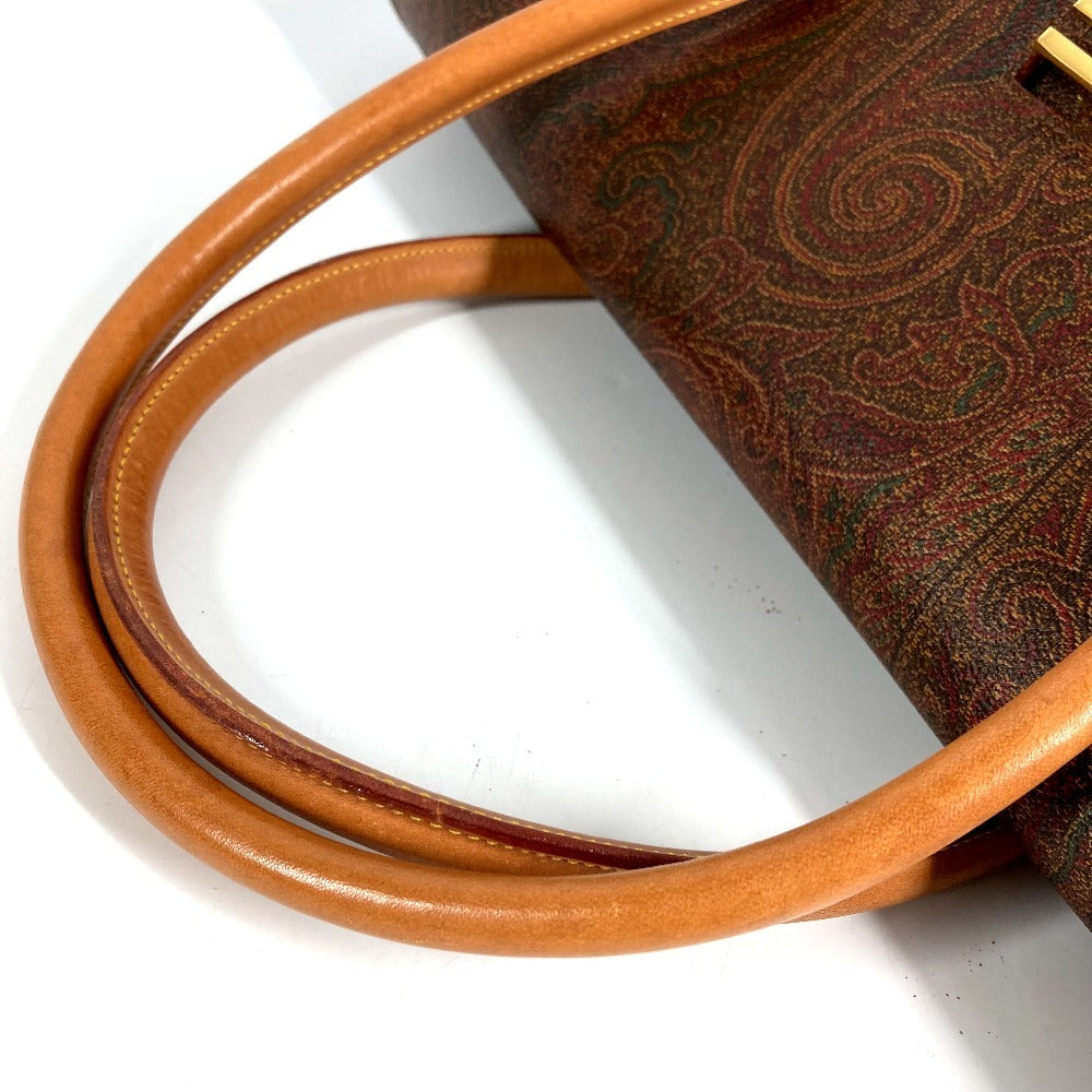 ETRO Flap Logo Paisley Print Tote Bag/Boston Bag/Handbag in Brown Leather, Unisex