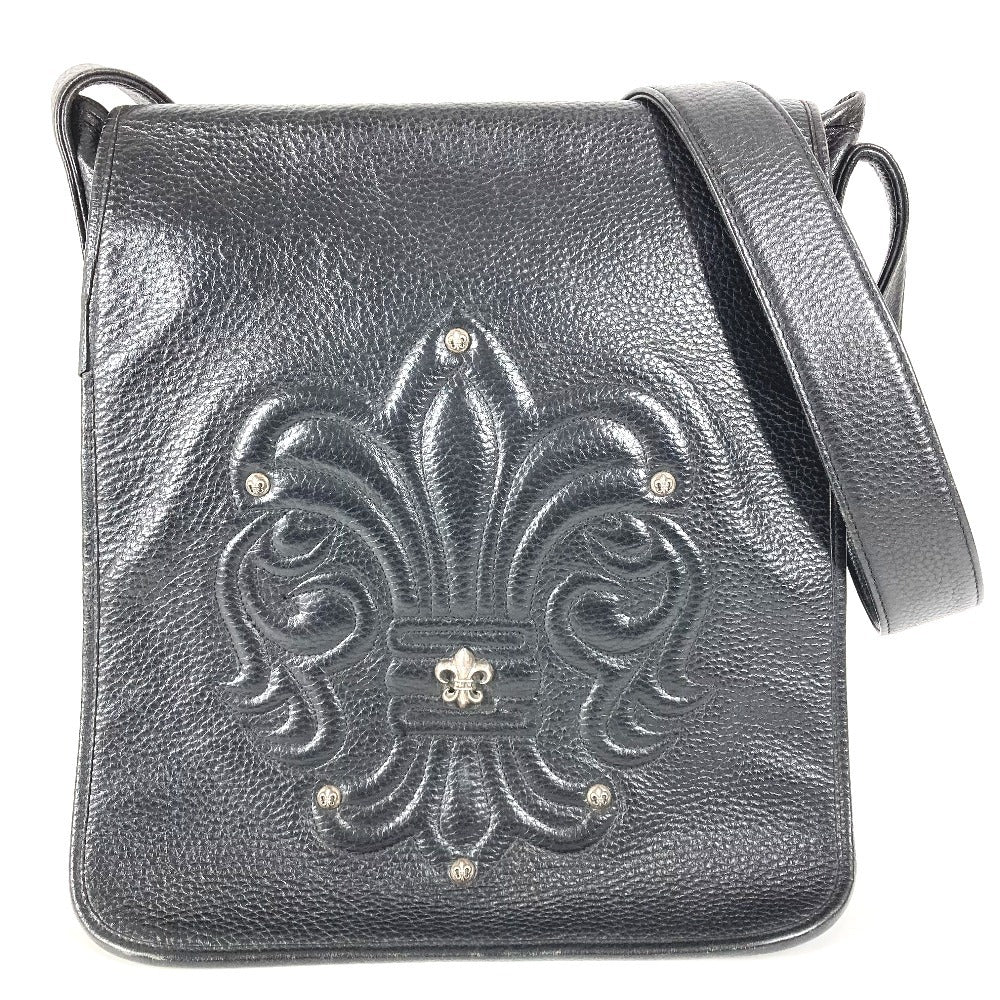 CHROME HEARTS BSフレア メールバッグ カバン フラップ 斜め掛け ショルダーバッグ レザー ユニセックス ブラック