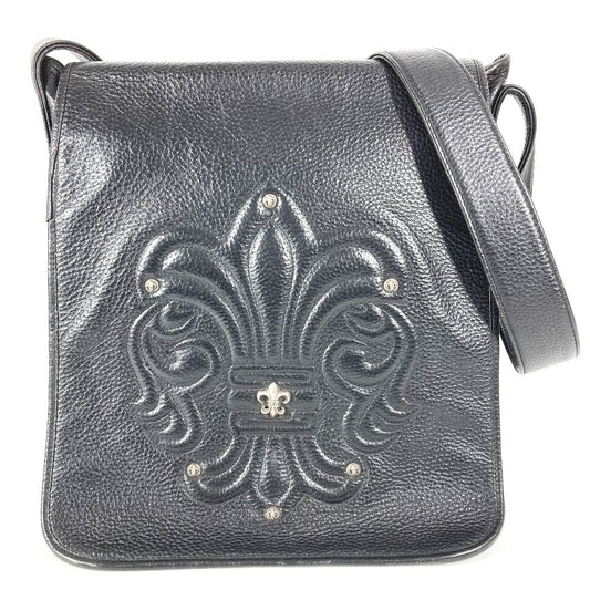 CHROME HEARTS BSフレア メールバッグ カバン フラップ 斜め掛け ショルダーバッグ レザー ユニセックス ブラック