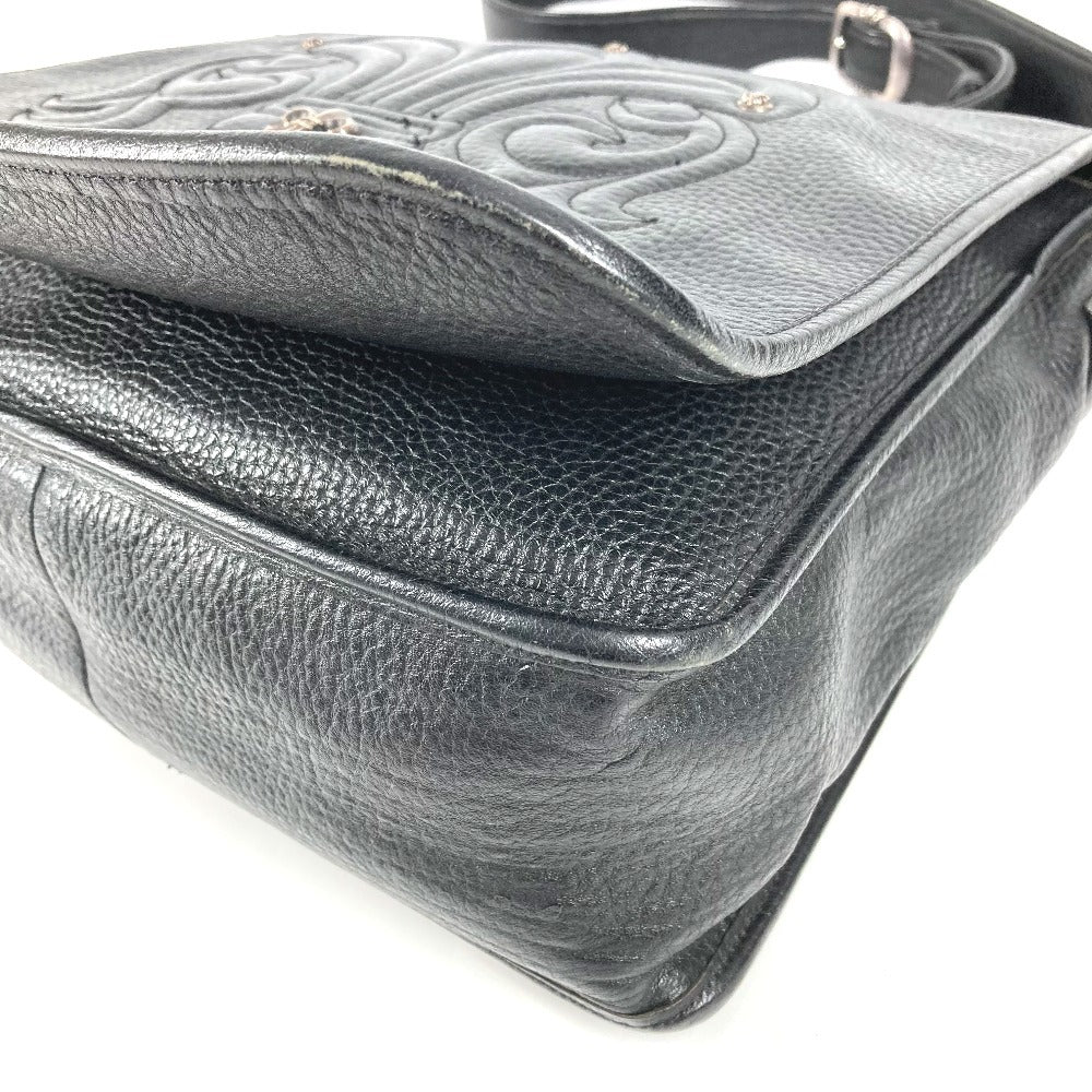 CHROME HEARTS BSフレア メールバッグ カバン フラップ 斜め掛け ショルダーバッグ レザー ユニセックス ブラック