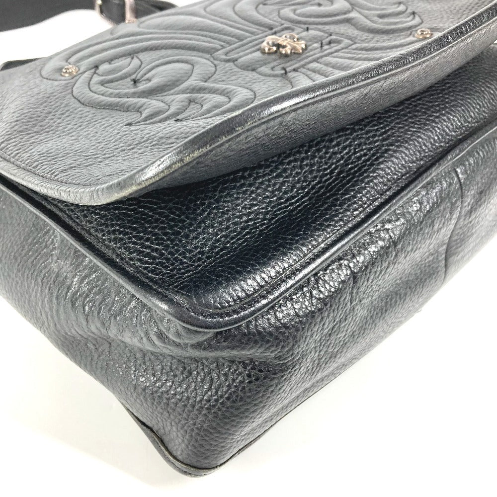 CHROME HEARTS BSフレア メールバッグ カバン フラップ 斜め掛け ショルダーバッグ レザー ユニセックス ブラック