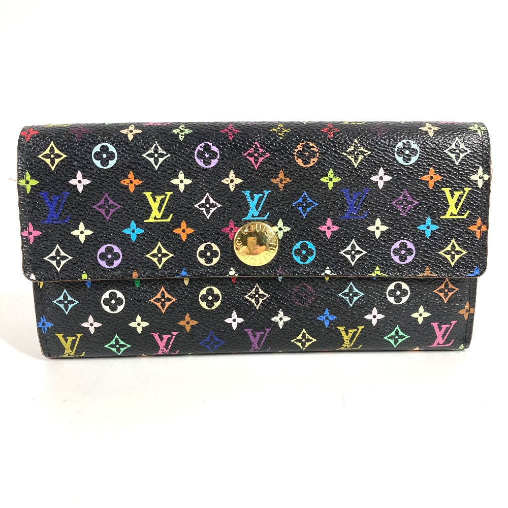 LOUIS VUITTON M60273 Monogram Multicolore Portefeuille Sarah Long Wallet with Flap, Monogram Multicolore Canvas, Unisex, Black